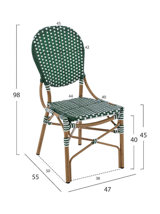 Outdoor-Stuhl Rattan Bamboo Look Green / White 47x55x98εκ.