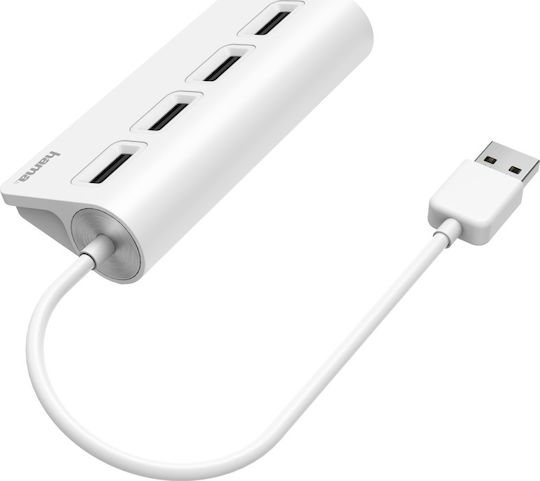 HAMA Hub 4 Θυρών USB 2.0 με σύνδεση USB-A Λευκό