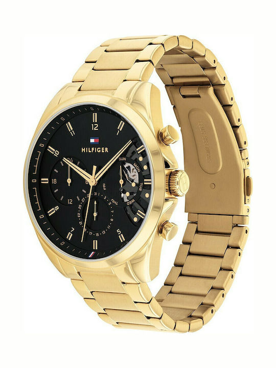 Tommy Hilfiger Baker Men's Watch 44mm Chronograph Battery with Gold Metal Bracelet