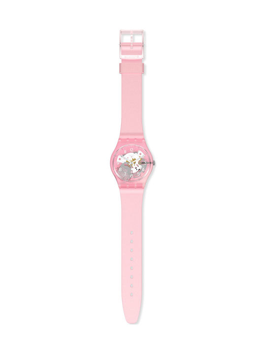 Swatch Skydawn Uhr mit Rosa Kautschukarmband