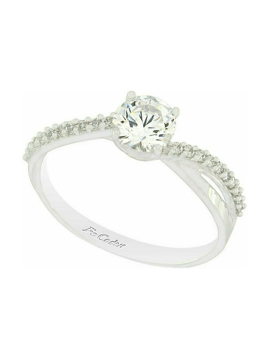 Fa Cad'oro Single Stone Ring of White Gold 14K