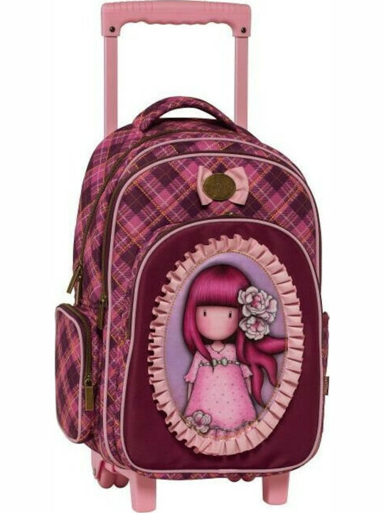 Santoro Cherry Blossom School Bag Trolley Kindergarten in Fuchsia color