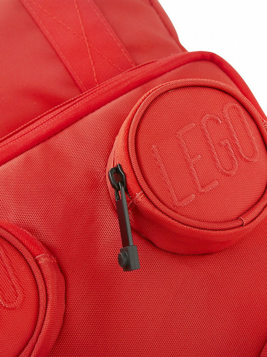 LEGO Brick 2x2 School Bag Backpack Elementary, Elementary Red with Water Bottle Holder 15Liters