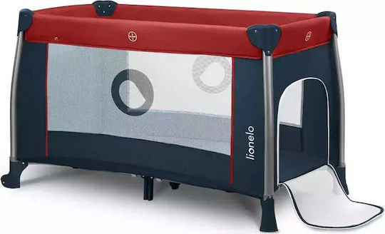 Lionelo Thomi Laufstall 2 Ebenen mit Wickeltisch & Matratze Burgundy Blue 125x68cm