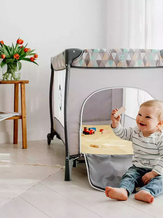 Lionelo Sven Plus Playpen 2 Levels with Changing Table & Mattress Turquoise-Grey 127x65cm