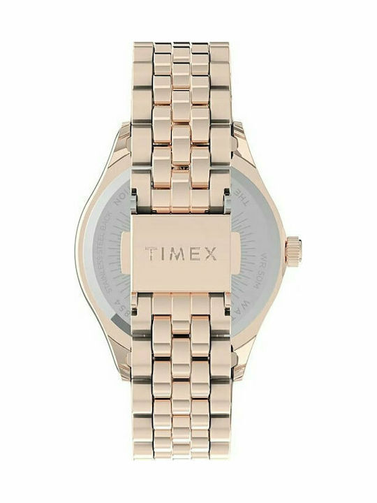 Timex Γυναικείο Ρολόι 34mm Μπαταρίας με Ροζ Χρυσό Μεταλλικό Μπρασελέ