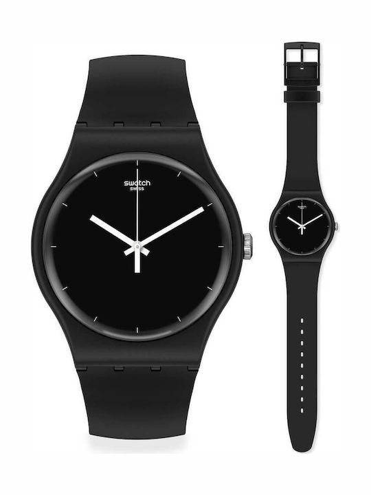 Swatch Think Time Ceas Bărbați 42mm Baterie Cu Curea Din Cauciuc Neagră