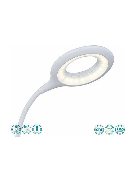 Globo Lighting Pia LED Office Lamp with Flexible Arm in White Color