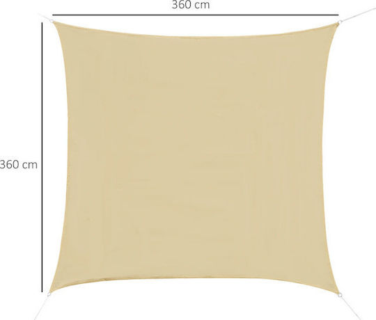 Outsunny Pătrat Umbrela Sail Bej 3.6x3.6m Pătrat realizat din HDPE