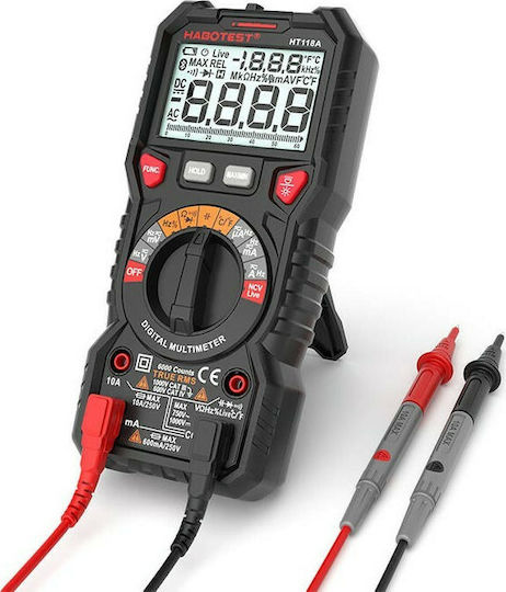 Habotest Digital Multimeter True RMS with AC / DC / Resistance / Capacitance / Temperature Measurement HT118A