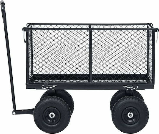 Garden Cart Towable Black 350kg Trailer Garden Cart Four-wheel with Maximum Load Weight 350kg 84x84cm.