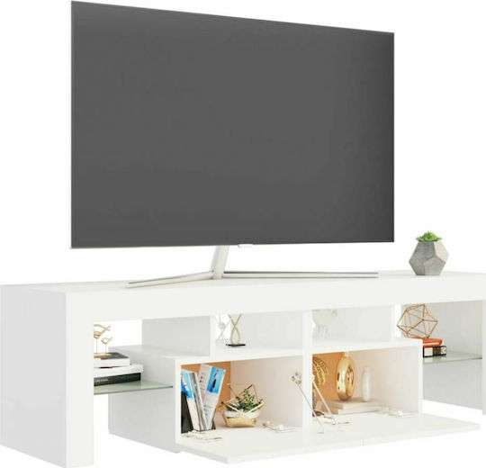 TV Stand with LED Lighting White M140xD35xH40cm