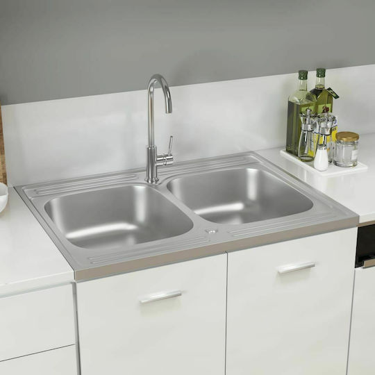 vidaXL Ένθετος Νεροχύτης Inox Μ80xΠ60cm Ασημί
