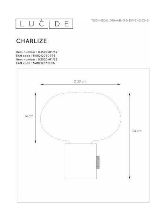 Lucide Lightning Charlize Decorative Lamp with Socket for Bulb E27 Brown