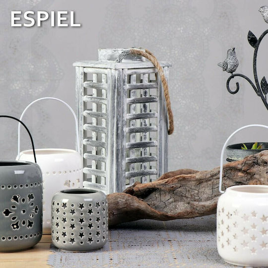 Espiel Schneeflocke Laterne Keramik Gray 11.5x11.5x13.5cm 1Stück