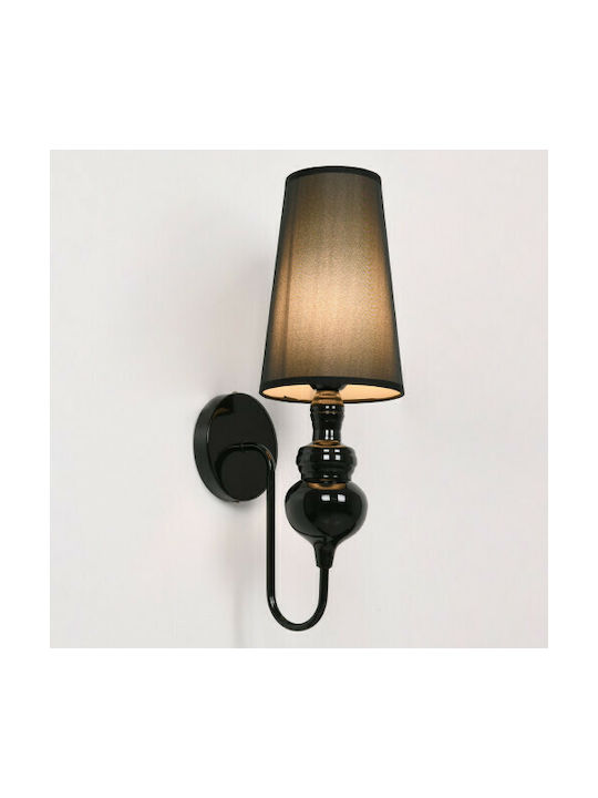 GloboStar Laura Modern Leuchte Wand mit Fassung E27 Schwarz 15x48cm