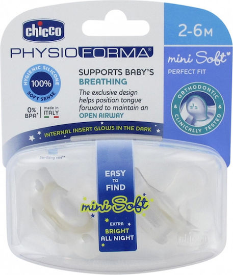 Chicco Πιπίλες Σιλικόνης Physio Forma Mini Soft Ciel με Θήκη για 0-2 μηνών 2τμχ