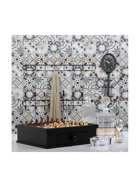 Espiel Wall Hanger Metal 8 Hooks Black 80x9x23cm