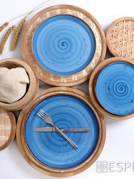 Espiel Step Plate Desert Ceramic Blue with Diameter 21cm 6pcs