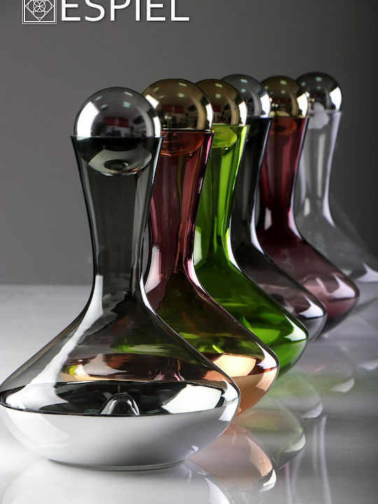 Espiel Glass Bottle Green/Gold Glass Wine Decanter with Stopper Green 1500ml