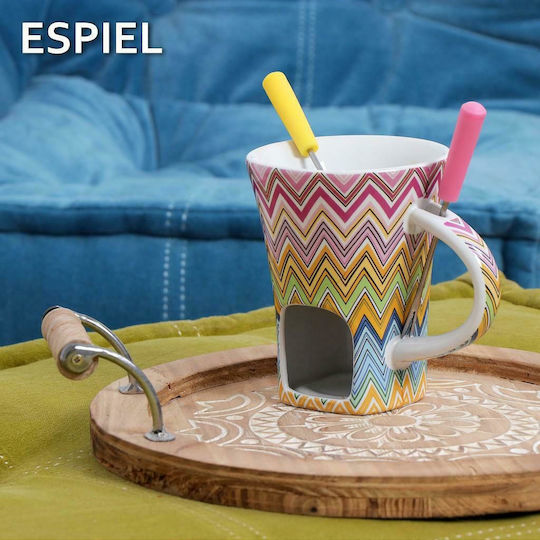 Espiel Cup Porcelain Fondue Pot with Tea Light for 2 Persons 9.5x9.5x12.5cm