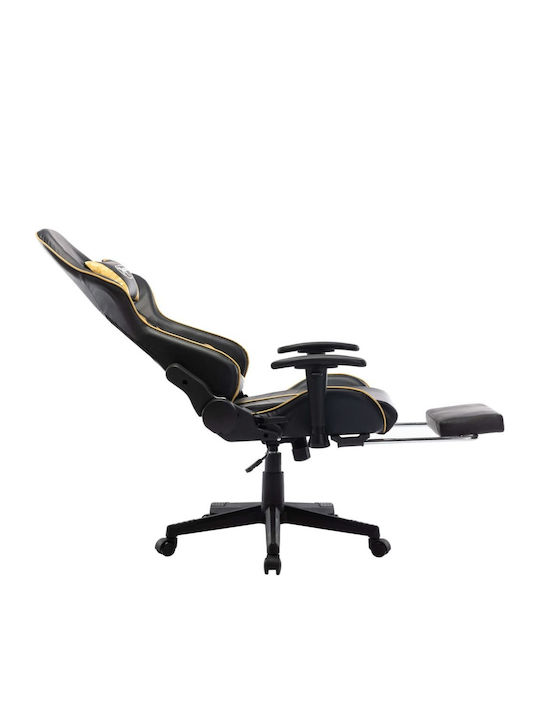 vidaXL 20512 Καρέκλα Gaming Δερματίνης με Ρυθμιζόμενα Μπράτσα και Υποπόδιο Χρυσή