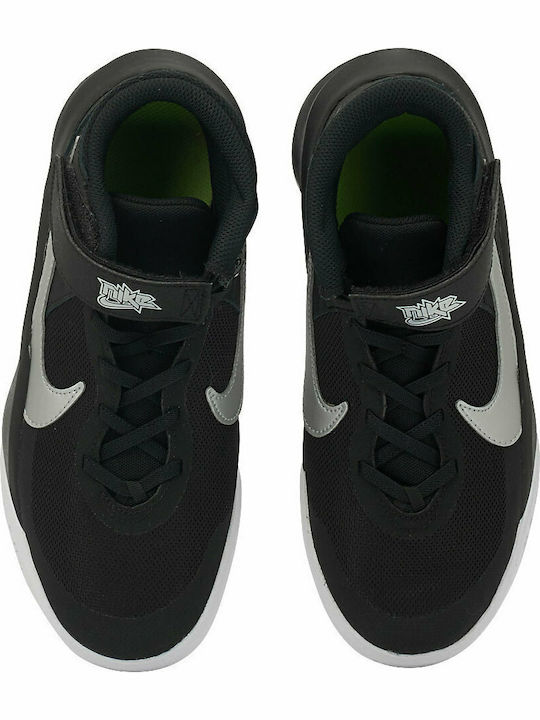 Hustle Team Hustle10 FlyEase Kids Sports Shoes Running with Hoop & Loop Closure Black / Volt / White / Metallic Silver
