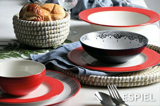 Espiel Roma Plate Shallow made of Porcelain Black Red with Diameter 27cm