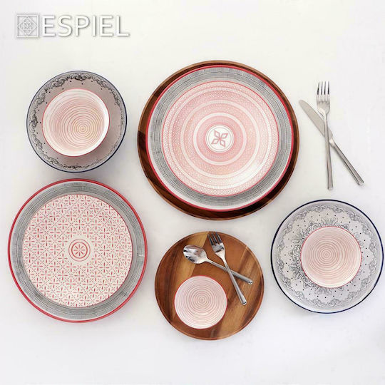 Espiel Roma Plate Shallow made of Porcelain Black Red with Diameter 27cm