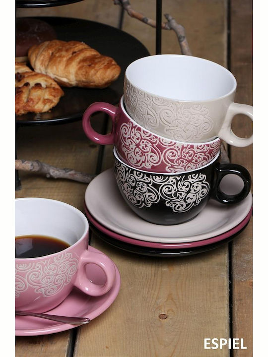 Espiel Vienna Jumbo Porcelain Cappuccino Cup Set 330ml Μαύρο