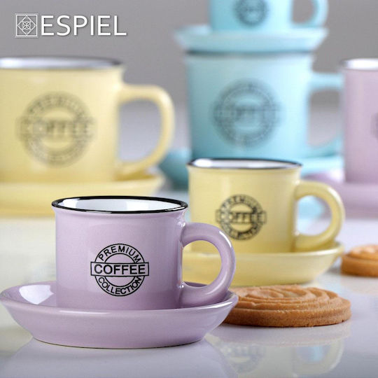 Espiel Coffee Set Tassen Espresso aus Porzellan Pink 90ml 6Stück