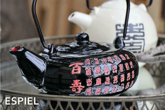 Espiel Teapot with Filter Ceramic Black-Red 600ml