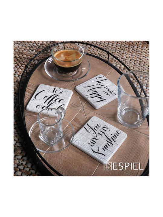 Espiel Sunshine Coaster Ceramic White 9.5x9.5cm 2pcs