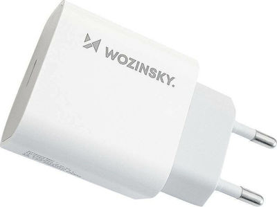 Wozinsky Încărcător cu Port USB-A și Cablu Fulgerul 20W Livrarea energiei Albς (WOZSETPDW)