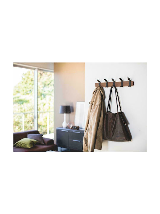 Yamazaki Metal Wall Hanger Rin with 5 Slots Καρυδιά / Μαύρο 50x6.5x10cm
