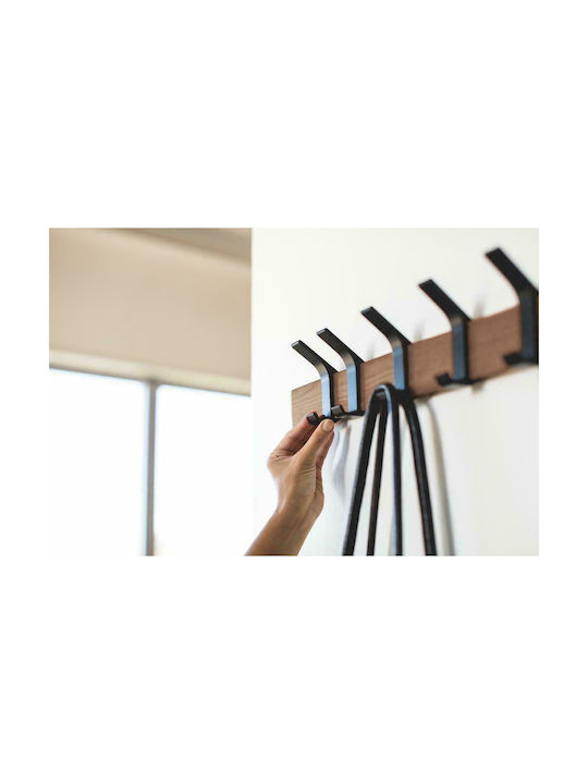 Yamazaki Metal Wall Hanger Rin with 5 Slots Καρυδιά / Μαύρο 50x6.5x10cm