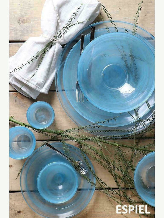 Espiel Atlas Glass Salad Bowl Blue 21x21cm