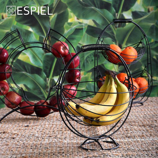 Espiel Φρουτιέρα Μεταλλική Μαύρη 30.5x13x34εκ.