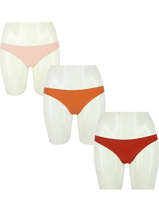 Βαμβακερά Women's Slip 3Pack Red/Coral/Pink