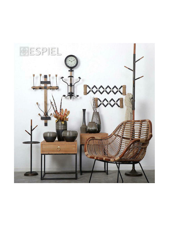 Espiel Ceas de Perete Metalic Negru 33.5x71cm