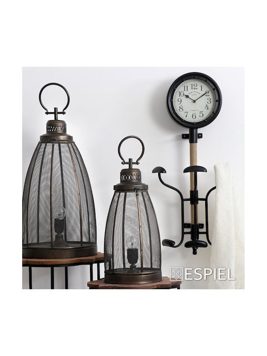 Espiel Ceas de Perete Metalic Negru 33.5x71cm