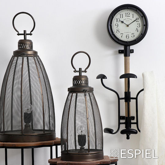Espiel Ρολόι Τοίχου Μεταλλικό Μαύρο 33.5x71cm