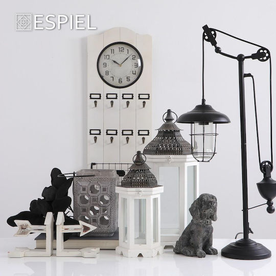 Espiel Ceas de Perete Lemn Alb 35.5x91.5cm