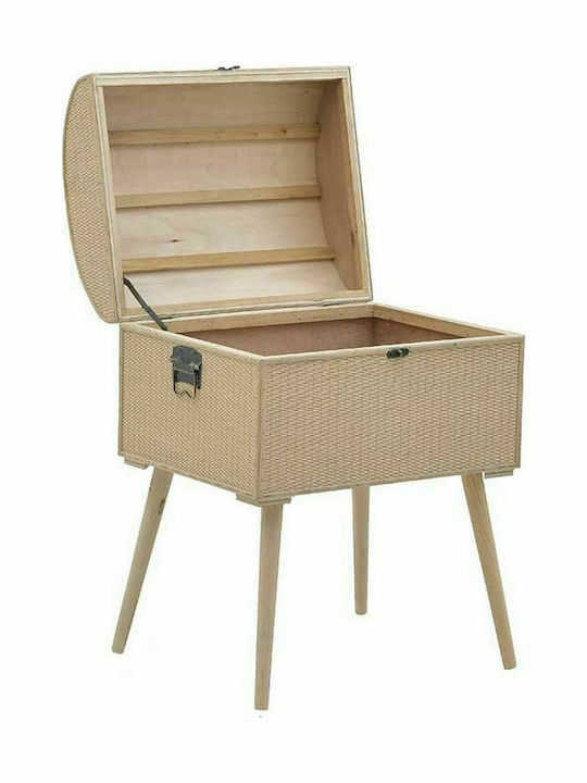 Inart Wooden Decorative Trunk Beige 50x39x66cm