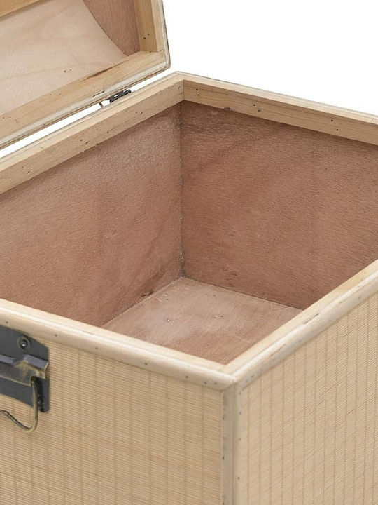 Inart Wooden Decorative Trunk Beige 50x39x66cm