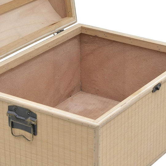 Inart Wooden Decorative Trunk Beige 50x39x66cm