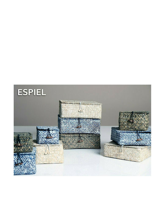 Espiel Wicker Decorative Boxes Set Μπλε 3pcs