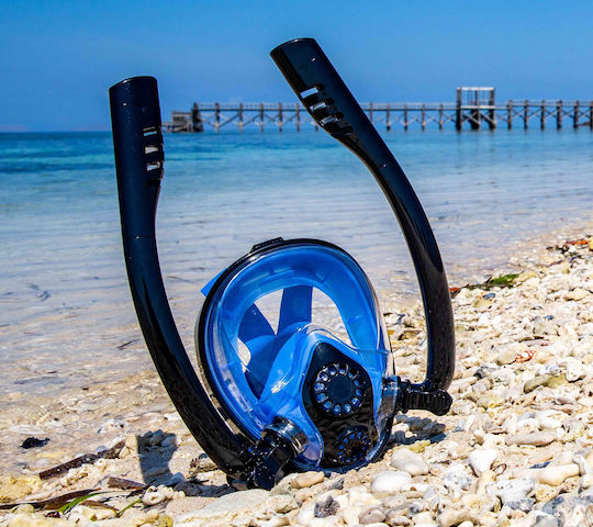 Amphibea Μάσκα Θαλάσσης Full Face Twobas Amphibea Black Μαύρη