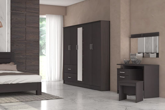 Eckige Schminktisch Kremetakamaras Olympus Holz Wenge mit Spiegel & Hocker 90.5x39.5x75cm