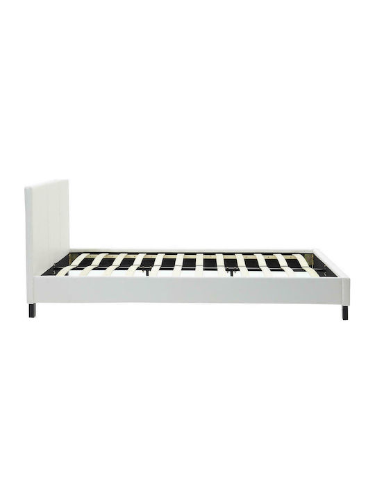 Nevil Bett Doppelbett Mit Kunstleder bezogen Weiß mit Latten für Matratze 150x200cm